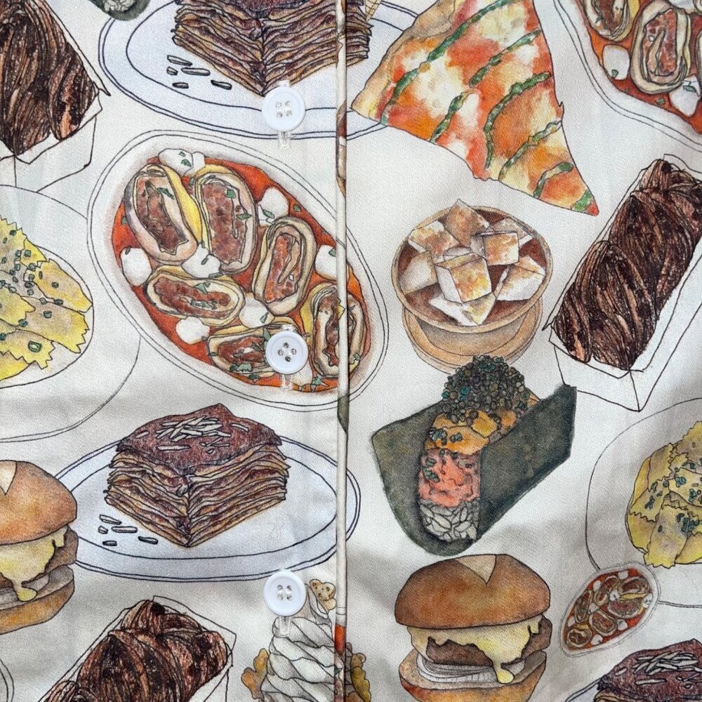 Cjw Womens Pajama Top Size 3XL Multicolor The Carboholic NYC Bites Pure Cotton - Picture 5 of 14